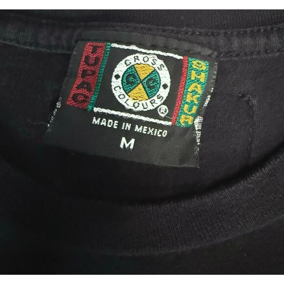 Vintage Tupac Shakur Cross Colours Rap Tee Black Hip Hop Graphic T-Shirt Medium - Picture 6 of 8